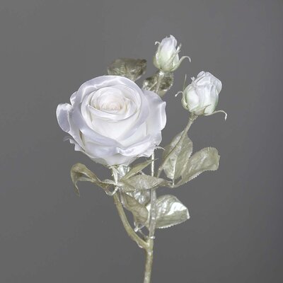Künstliche Rose im Silberlook Bild 2