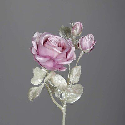 Künstliche Rose im Silberlook Bild 3