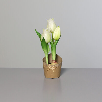 Künstliche Tulpe mit drei Knospen im Papierbeutel Bild 3