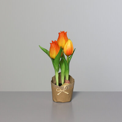 Künstliche Tulpe mit drei Knospen im Papierbeutel Bild 4