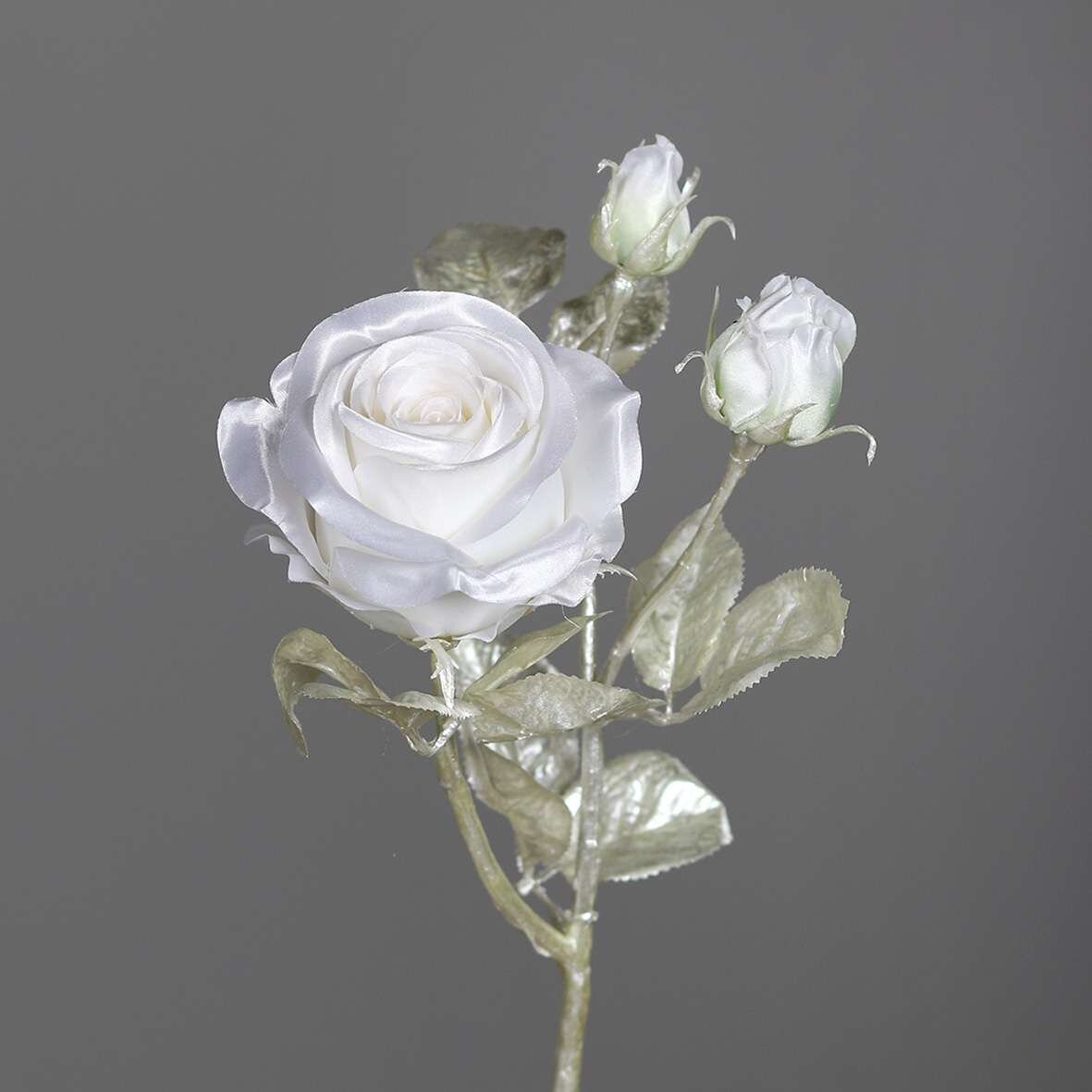 Künstliche Rose im Silberlook