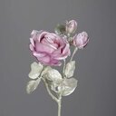 Künstliche Rose im Silberlook 48 cm, pink