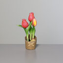 Künstliche Tulpe mit drei Knospen im Papierbeutel 19 cm, pink